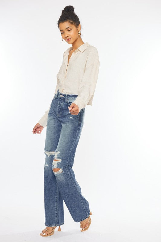 Stacey B's Ultra High-Rise Distressed 90s Flare