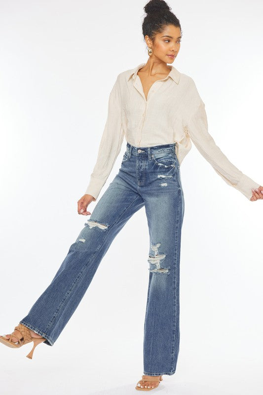 Stacey B's Ultra High-Rise Distressed 90s Flare