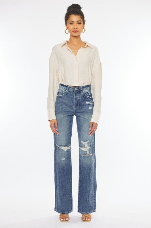 Stacey B's Ultra High-Rise Distressed 90s Flare