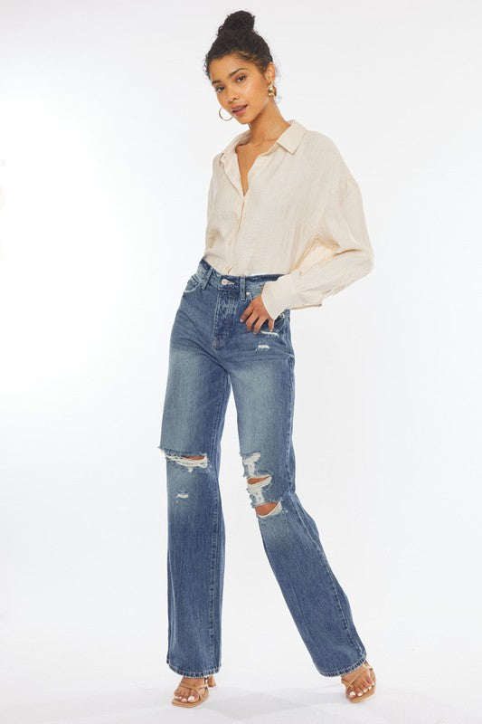 Stacey B's Ultra High-Rise Distressed 90s Flare