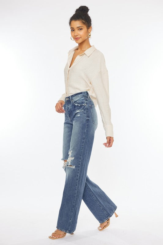 Stacey B's Ultra High-Rise Distressed 90s Flare