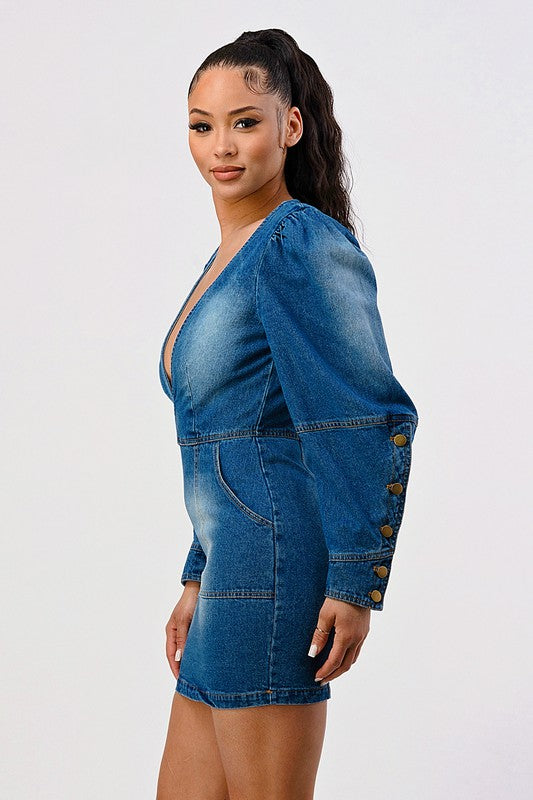 Stacey B's Casual Denim Ruffle Mini Dress