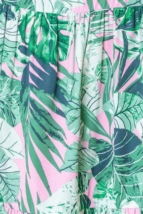 Stacey B's Plus Halter Neck Tropical Sash Dress