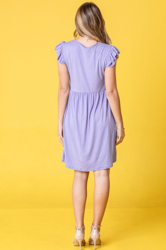 Stacey B's Plus Solid Ruffle Cap Sleeve Midi Dress