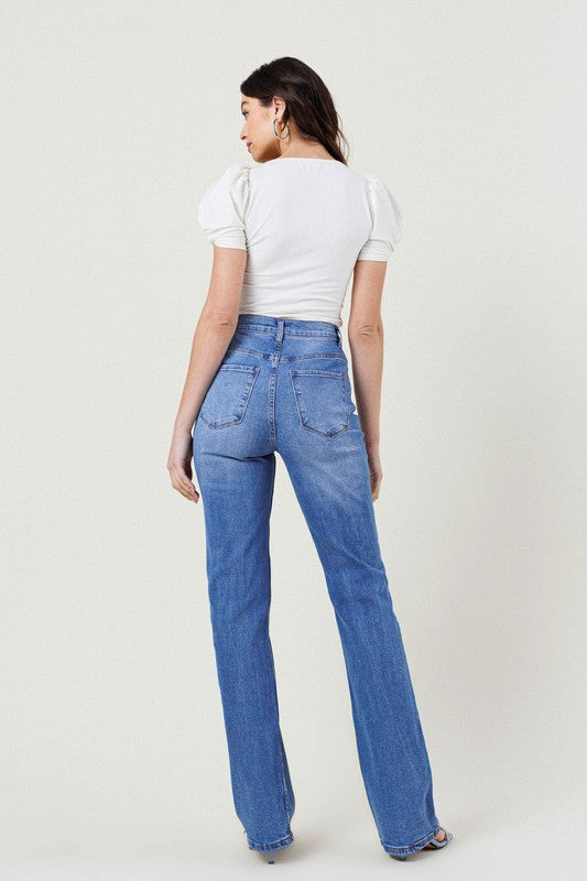 Stacey B's High Rise Distressed Straight Leg Jeans