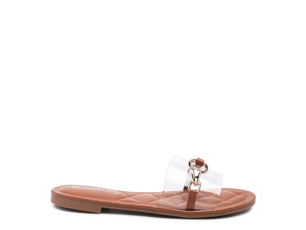 Stacey B's Scoth Clear Buckled Quilted Slides