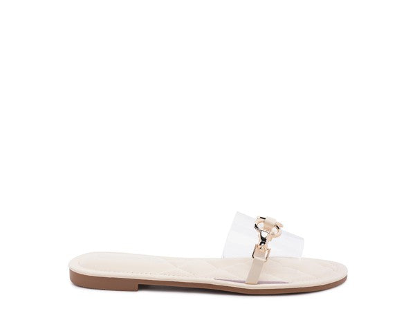 Stacey B's Scoth Clear Buckled Quilted Slides