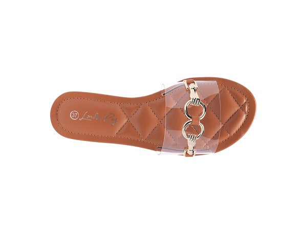 Stacey B's Scoth Clear Buckled Quilted Slides