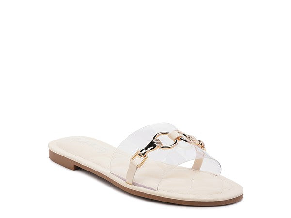 Stacey B's Scoth Clear Buckled Quilted Slides