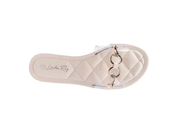 Stacey B's Scoth Clear Buckled Quilted Slides