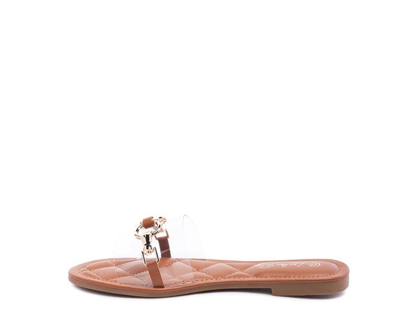 Stacey B's Scoth Clear Buckled Quilted Slides