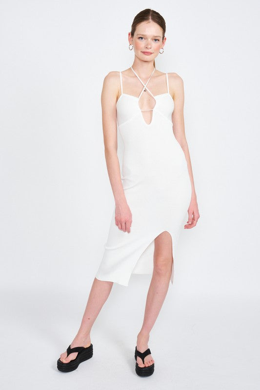 Stacey B's Spagetti Strap Midi Dress With Slit