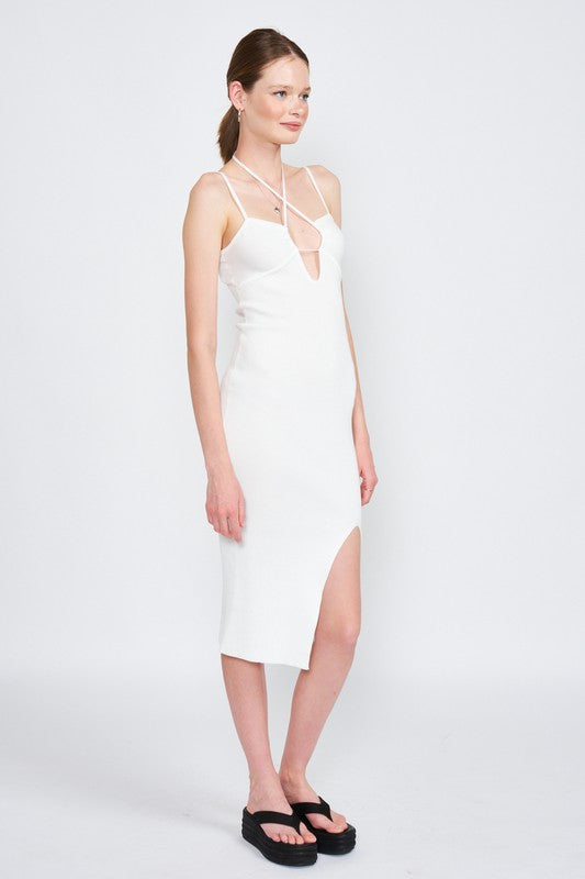 Stacey B's Spagetti Strap Midi Dress With Slit