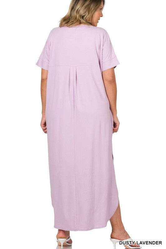 Stacey B's Plus Brushed DTY Short Sleeve Maxi Dress