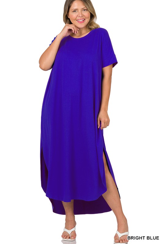 Stacey B's Plus Brushed DTY Short Sleeve Maxi Dress