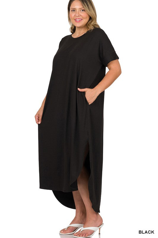 Stacey B's Plus Brushed DTY Short Sleeve Maxi Dress