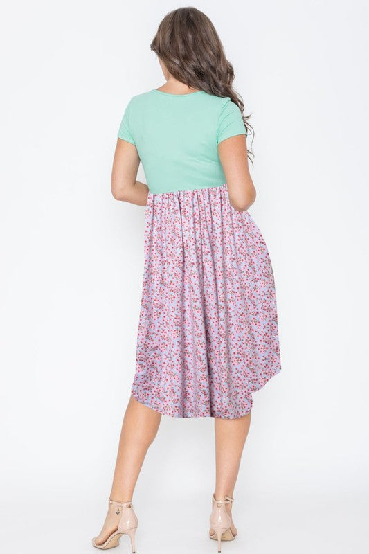 Stacey B's Plus Short Sleeve Floral Midi Dress