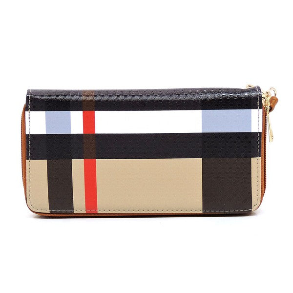 Stacey B's Plaid Check Printed Zip Around Wallet Wristlet