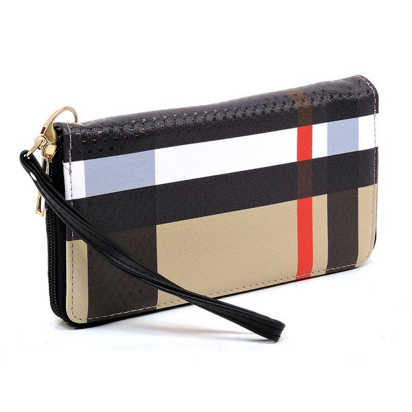 Stacey B's Plaid Check Printed Zip Around Wallet Wristlet