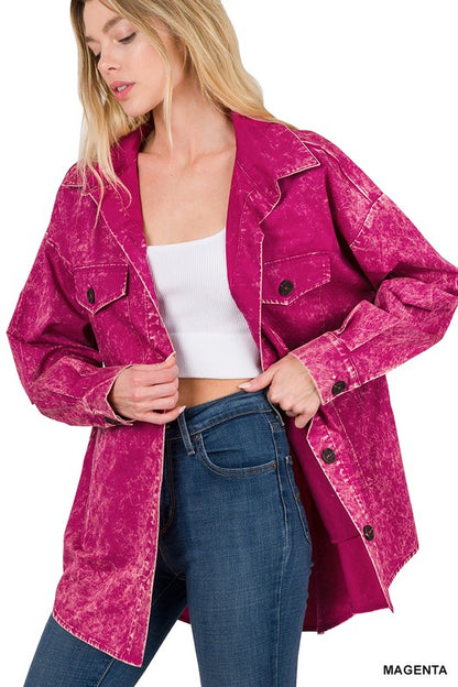 Stacey B's Premium Cotton Woven Vintage Washed Shacket