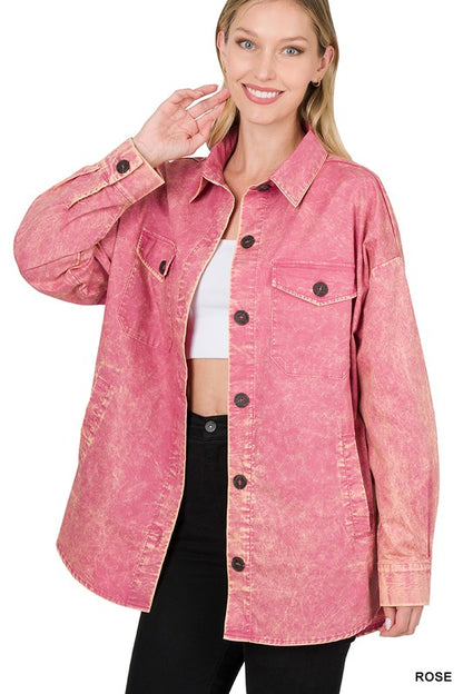 Stacey B's Premium Cotton Woven Vintage Washed Shacket