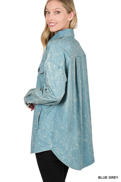 Stacey B's Premium Cotton Woven Vintage Washed Shacket