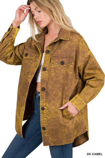 Stacey B's Premium Cotton Woven Vintage Washed Shacket