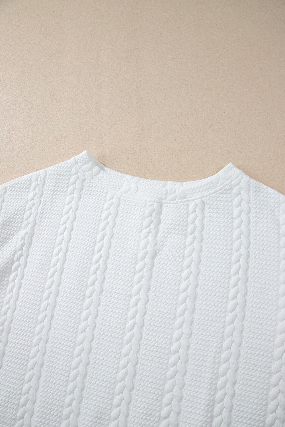 Stacey B's White Textured Loose Plus Size Long Sleeve Top