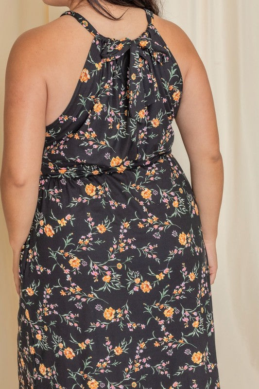 Stacey B's Plus Floral Halter Top Midi Dress