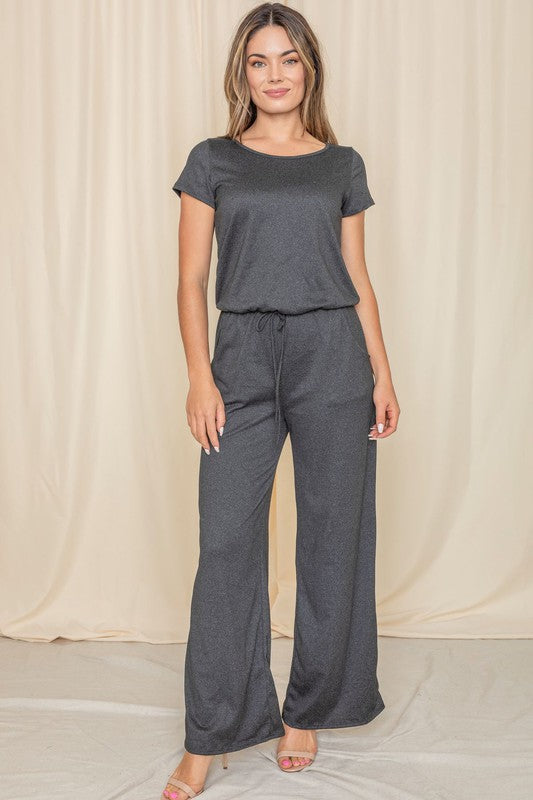 Stacey B's Short Sleeve Jumpsuit W/Pocket