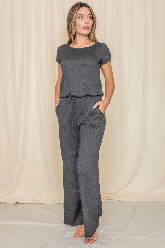 Stacey B's Short Sleeve Jumpsuit W/Pocket