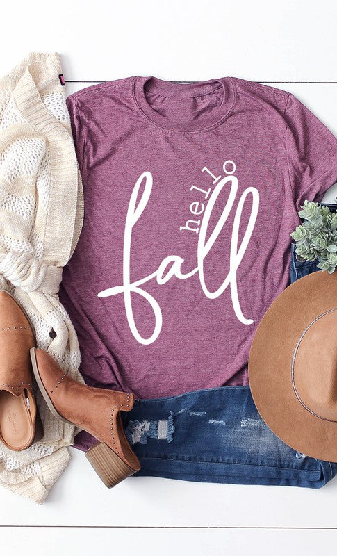 Stacey B's Hello Fall Plus Size  Graphic Tee