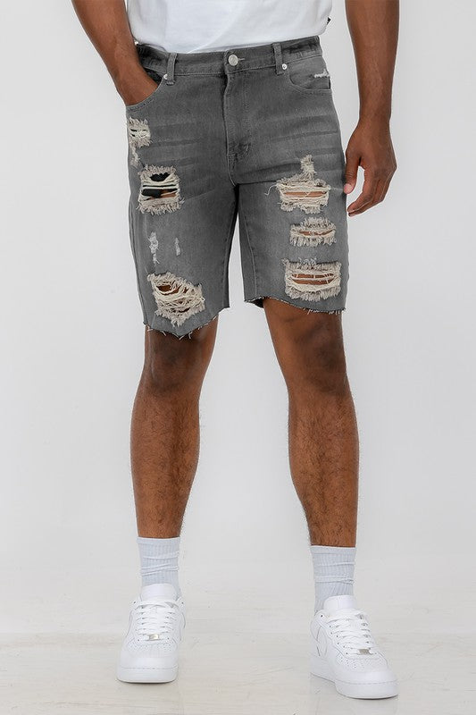 Stacey B's Distressed Stretch Denim Shorts