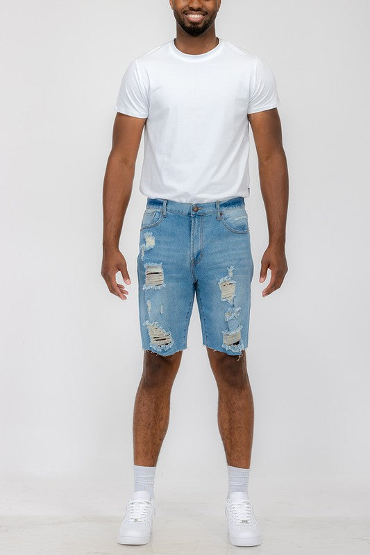 Stacey B's Distressed Stretch Denim Shorts