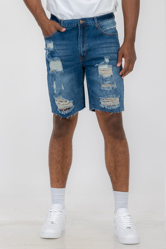 Stacey B's Distressed Stretch Denim Shorts