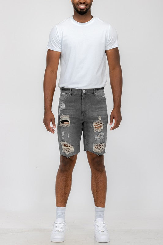 Stacey B's Distressed Stretch Denim Shorts