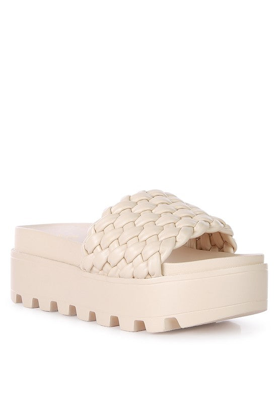 Stacey's Sundae Platform Slides With Woven Textured Straps