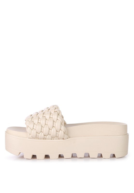 Stacey's Sundae Platform Slides With Woven Textured Straps