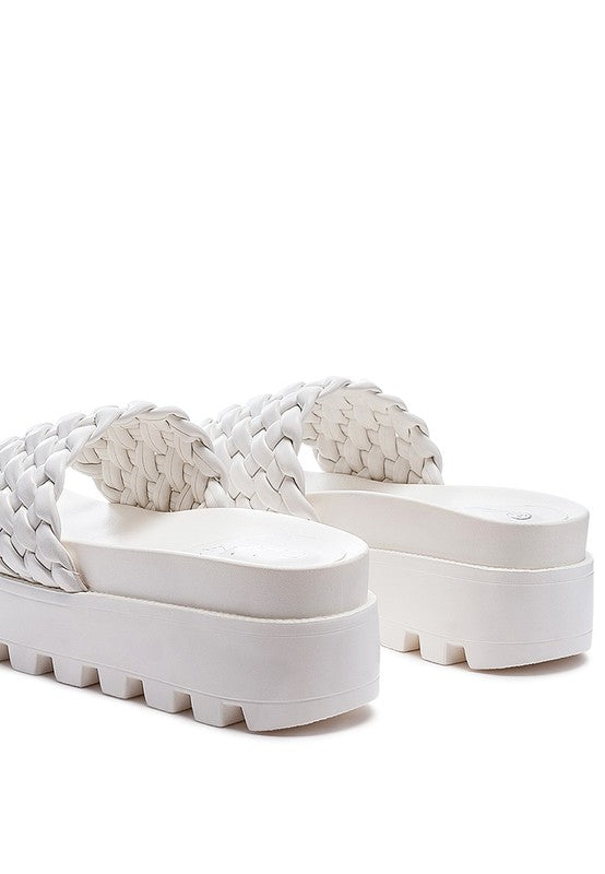 Stacey's Sundae Platform Slides With Woven Textured Straps