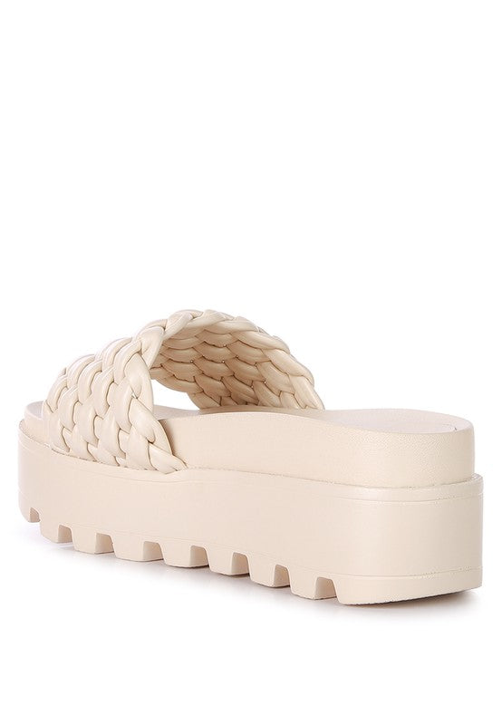 Stacey's Sundae Platform Slides With Woven Textured Straps