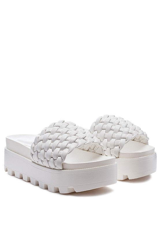 Stacey's Sundae Platform Slides With Woven Textured Straps