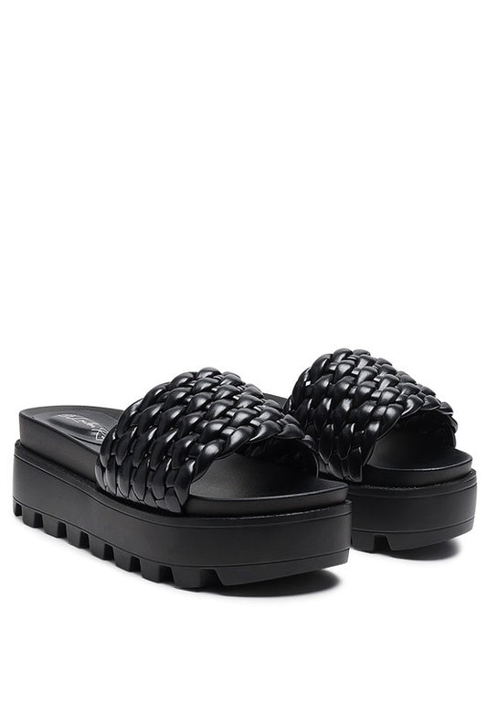 Stacey's Sundae Platform Slides With Woven Textured Straps