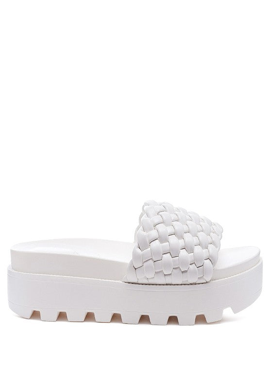 Stacey's Sundae Platform Slides With Woven Textured Straps