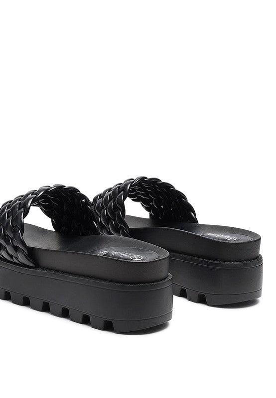 Stacey's Sundae Platform Slides With Woven Textured Straps