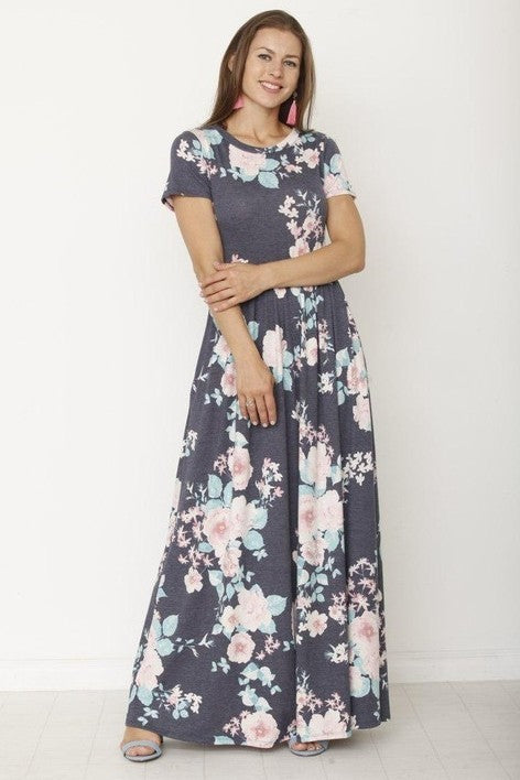 Stacey B's Vintage Floral Maxi Dress With Pockets