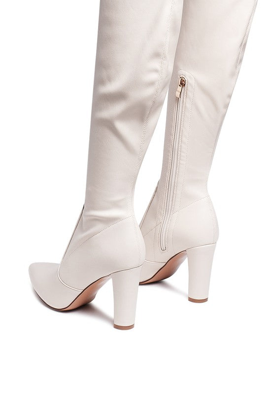 Stacey B's Zade Thigh High Long Boots In Stretch Patent