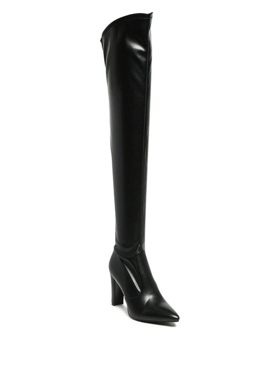 Stacey B's Zade Thigh High Long Boots In Stretch Patent