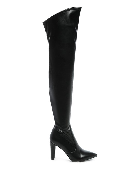 Stacey B's Zade Thigh High Long Boots In Stretch Patent