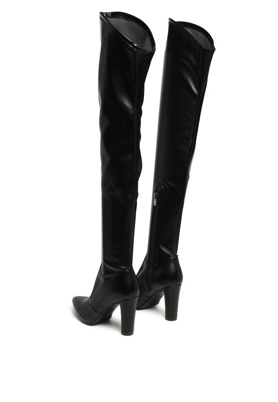 Stacey B's Zade Thigh High Long Boots In Stretch Patent