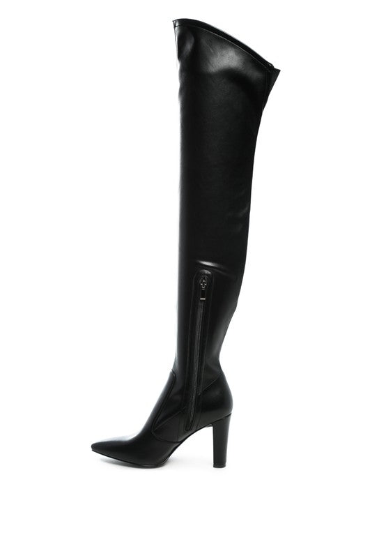 Stacey B's Zade Thigh High Long Boots In Stretch Patent